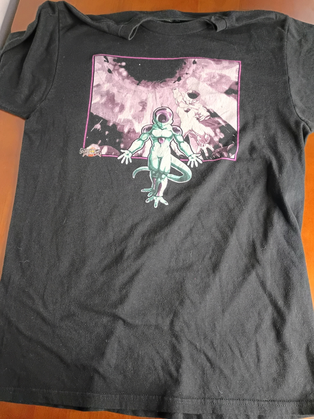 Black Graphic Reptile-Themed T-Shirt with Purple & Teal Artwork